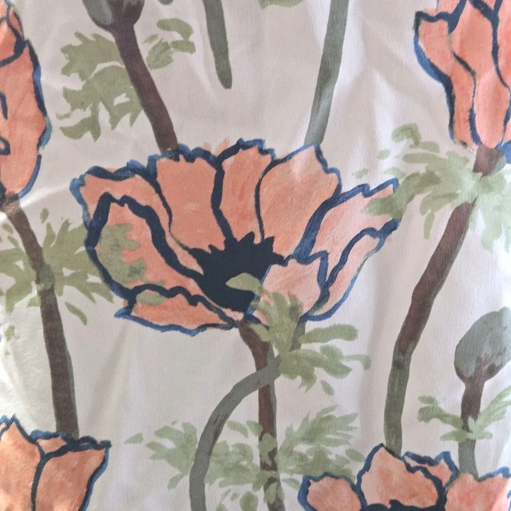 Tory Burch‎ Silk Floral Tie Neck Blouse Size 0 Sleeveless Poppy Print